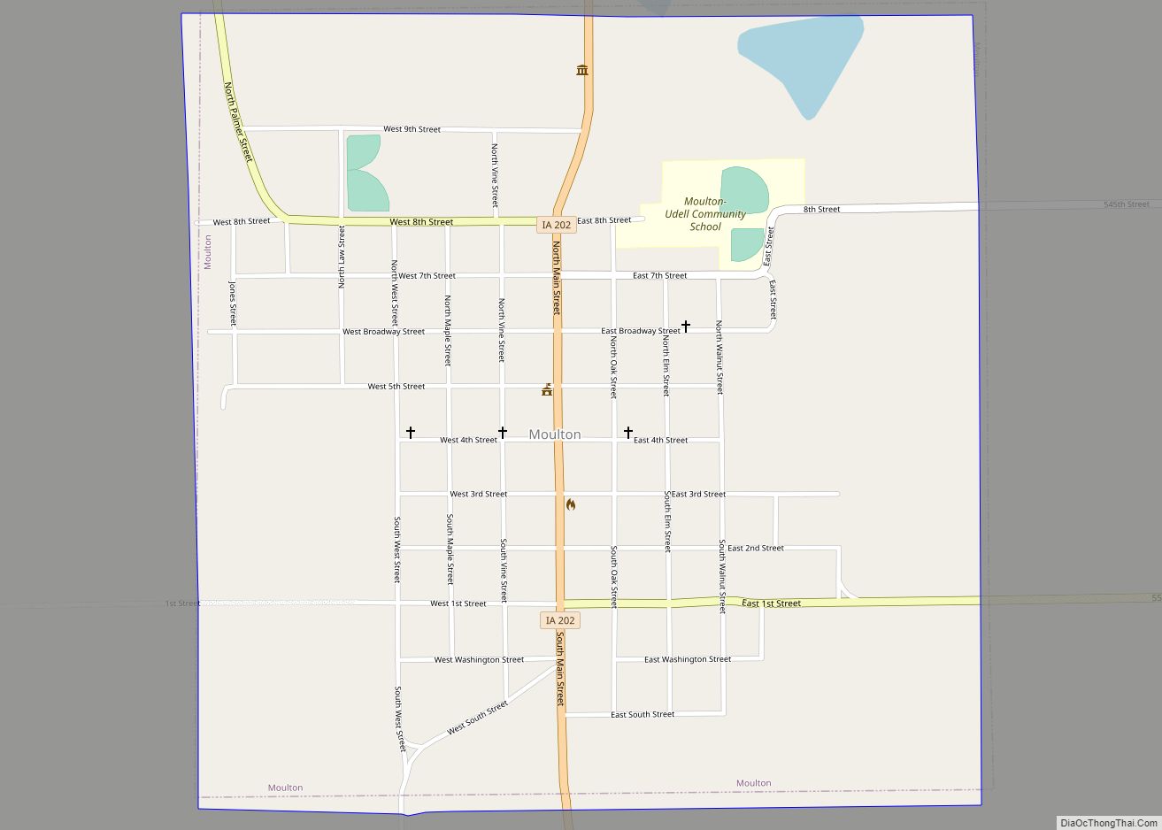 Map of Moulton city, Iowa