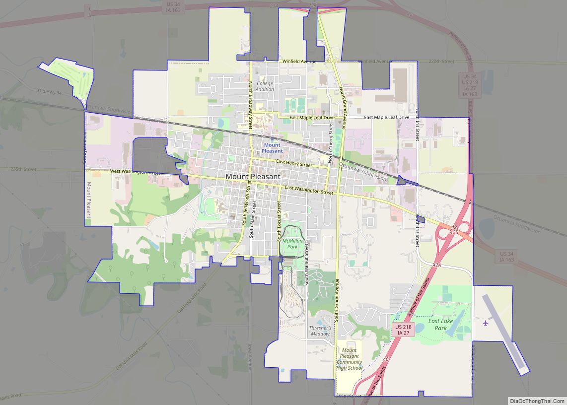 Map of Mount Pleasant city, Iowa