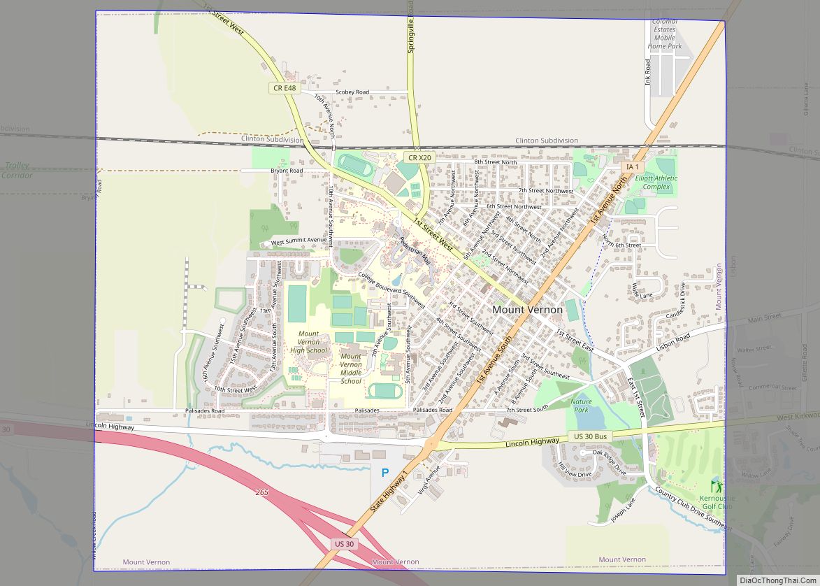 Map of Mount Vernon city, Iowa