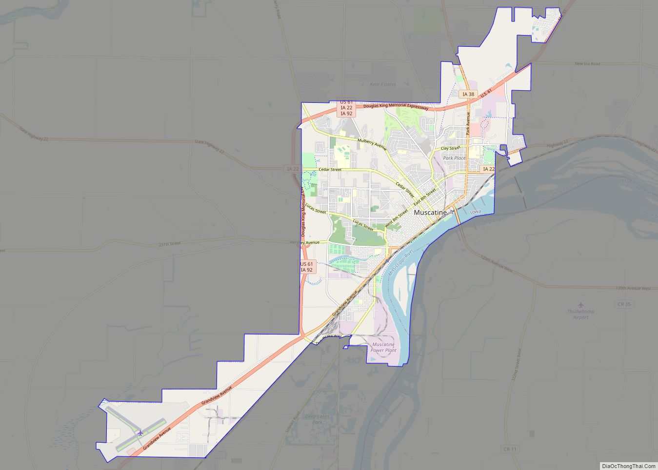 Map of Muscatine city