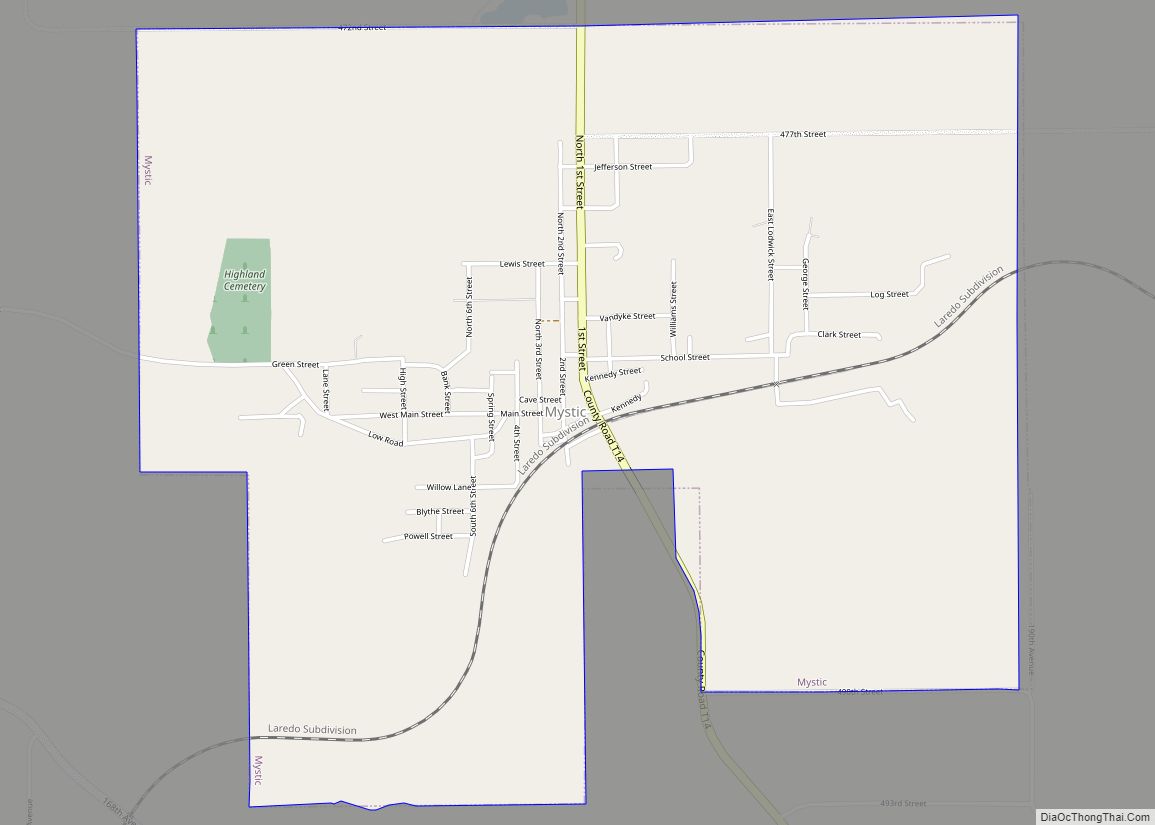 Map of Mystic city, Iowa