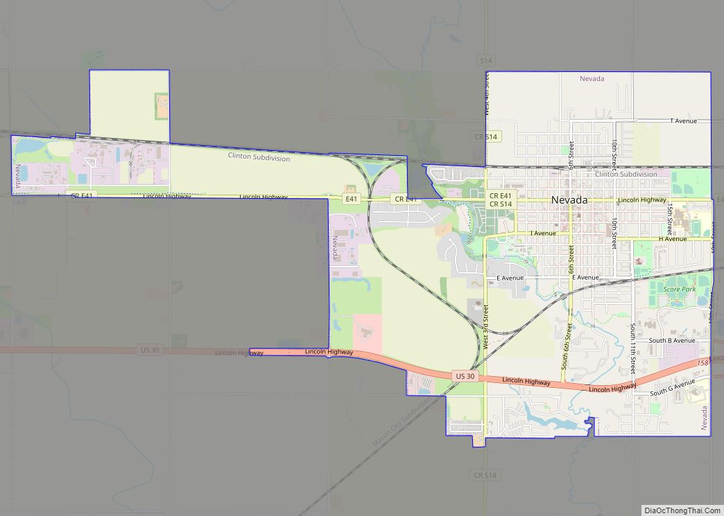 Map of Nevada city