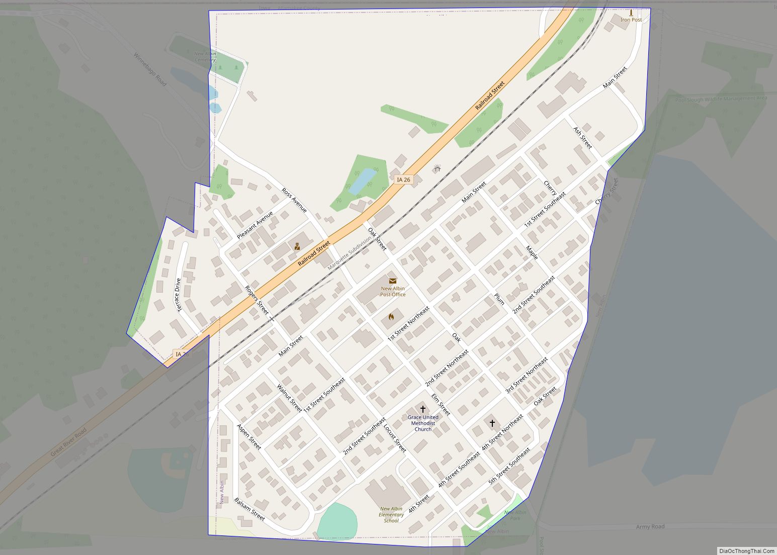 Map of New Albin city