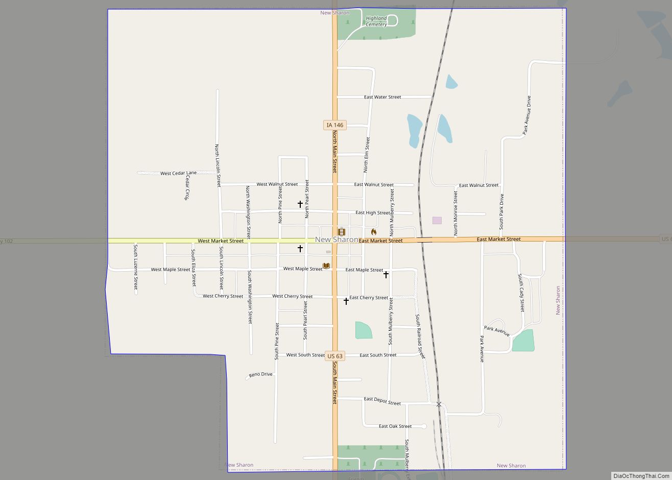 Map of New Sharon city