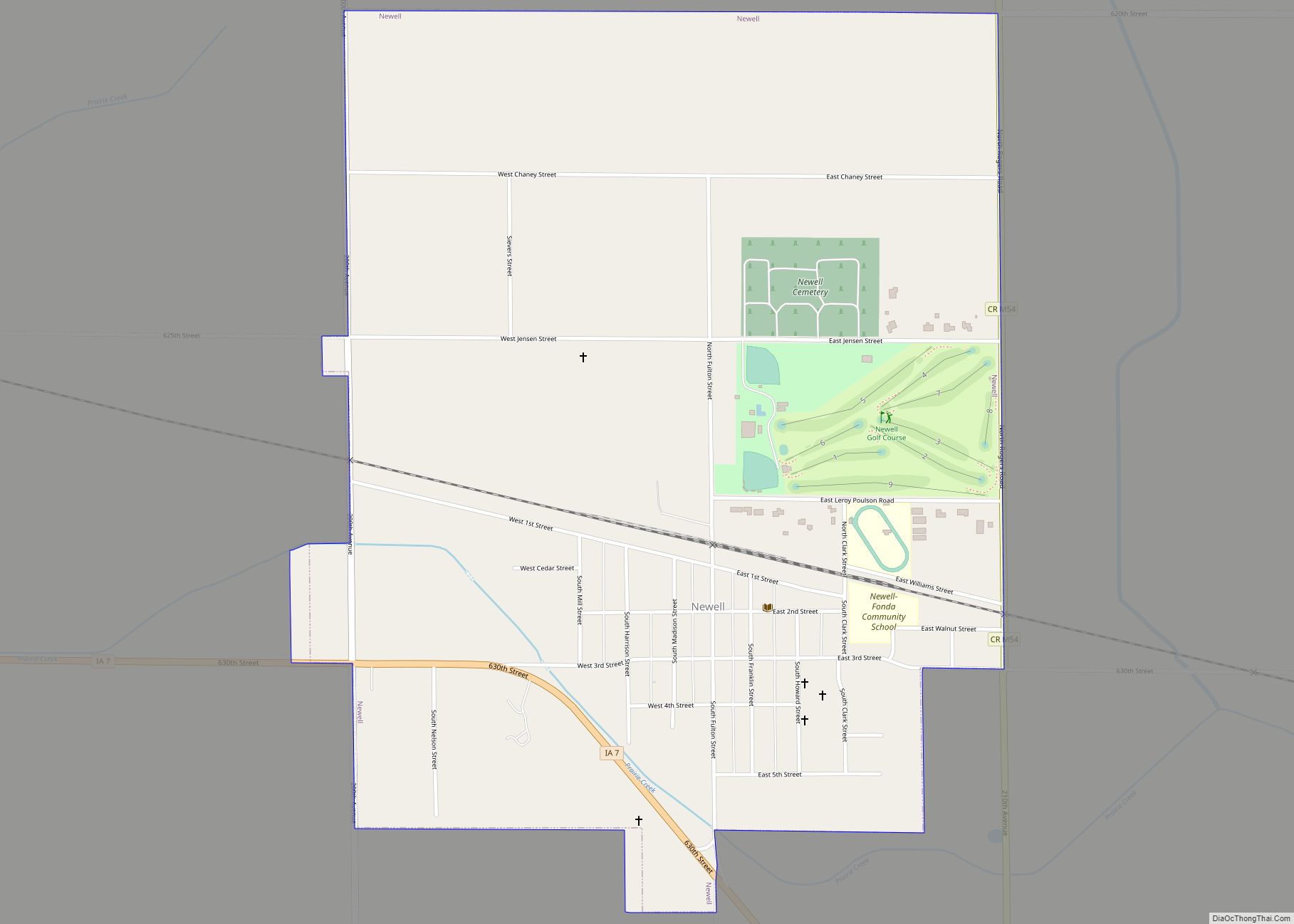 Map of Newell city, Iowa