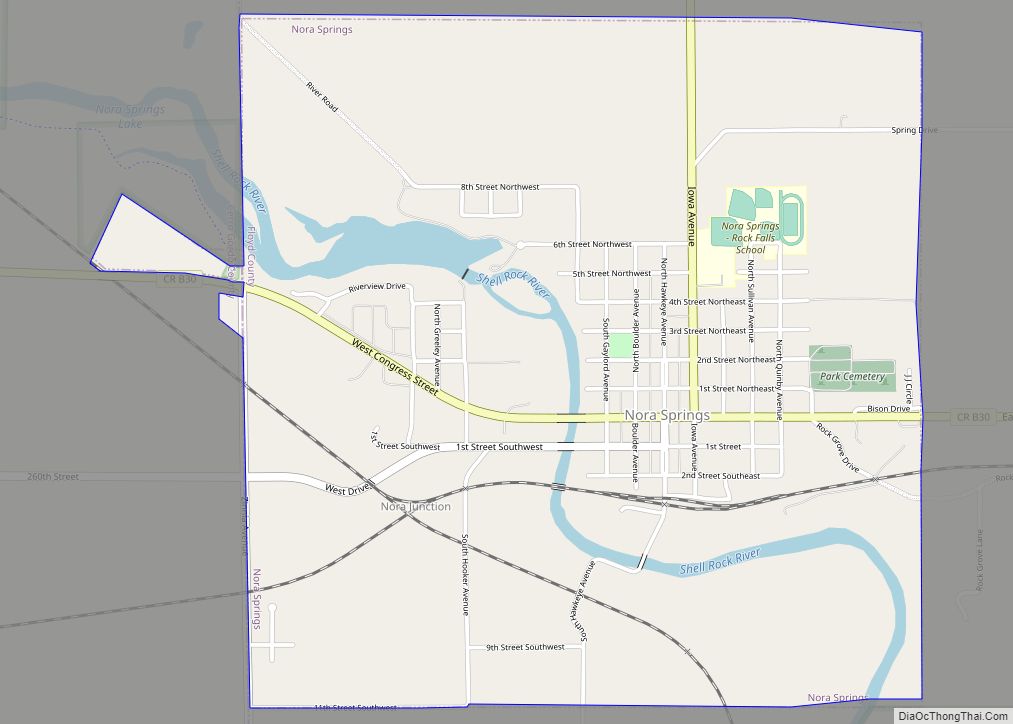 Map of Nora Springs city