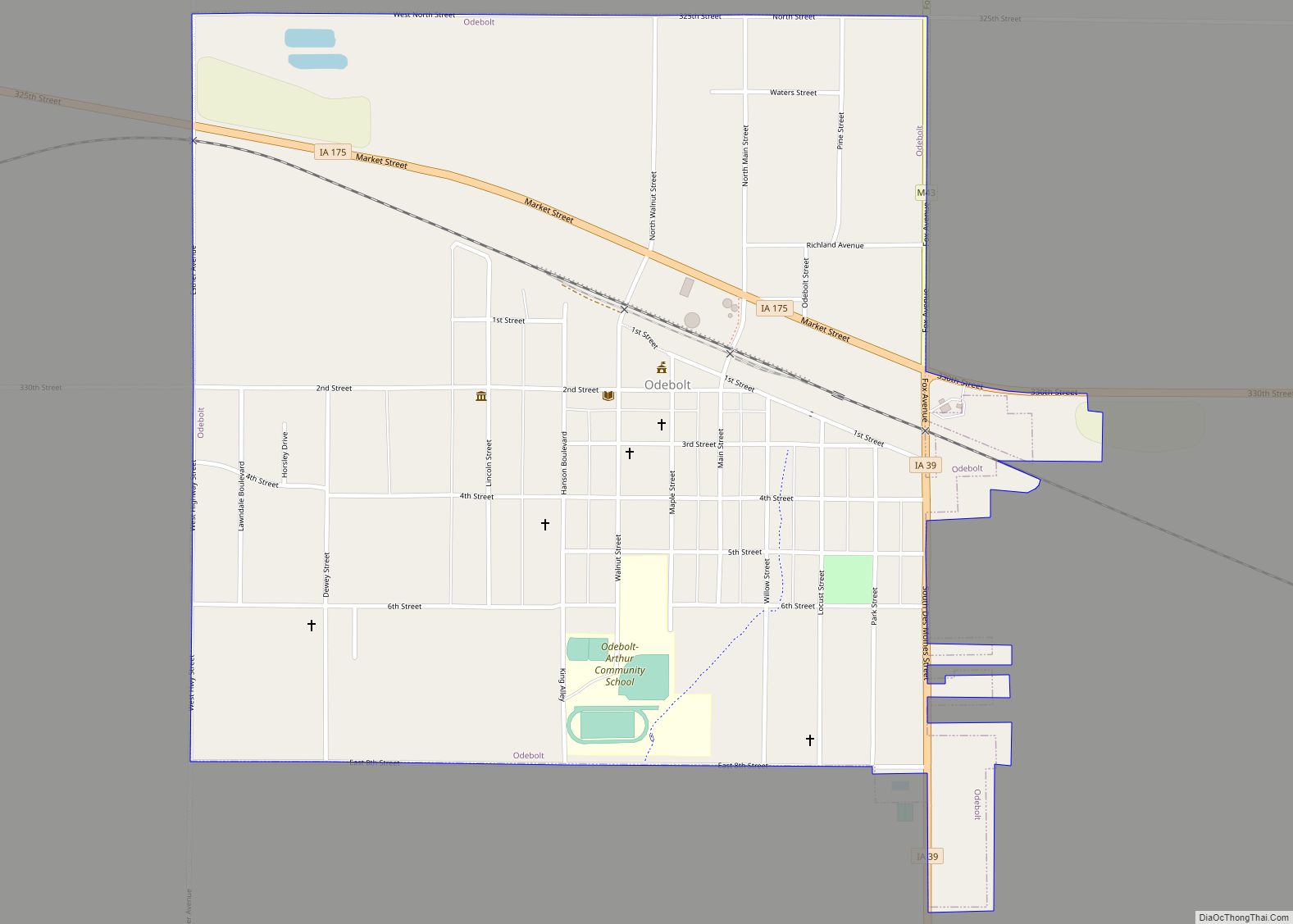 Map of Odebolt city