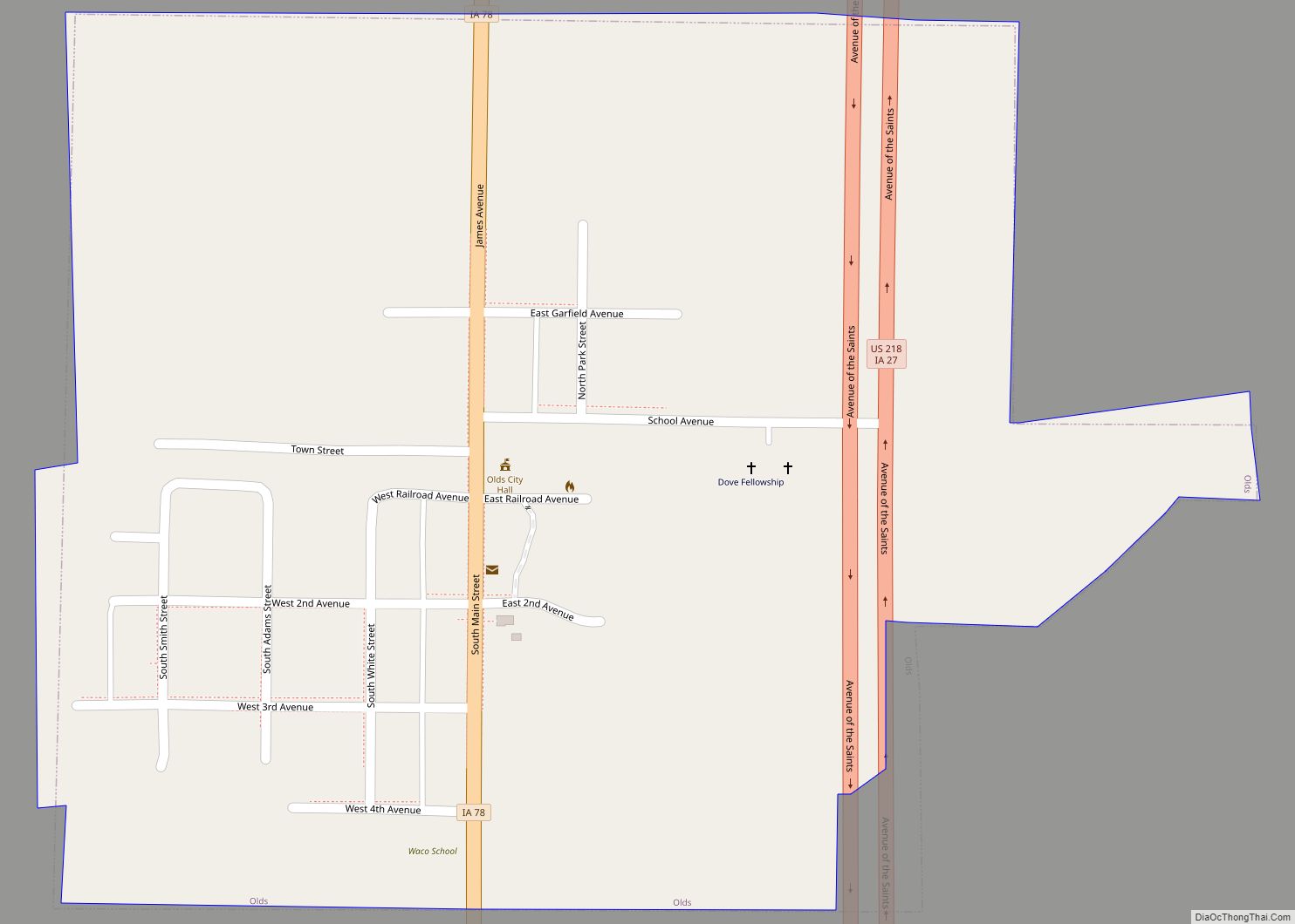 Map of Olds city