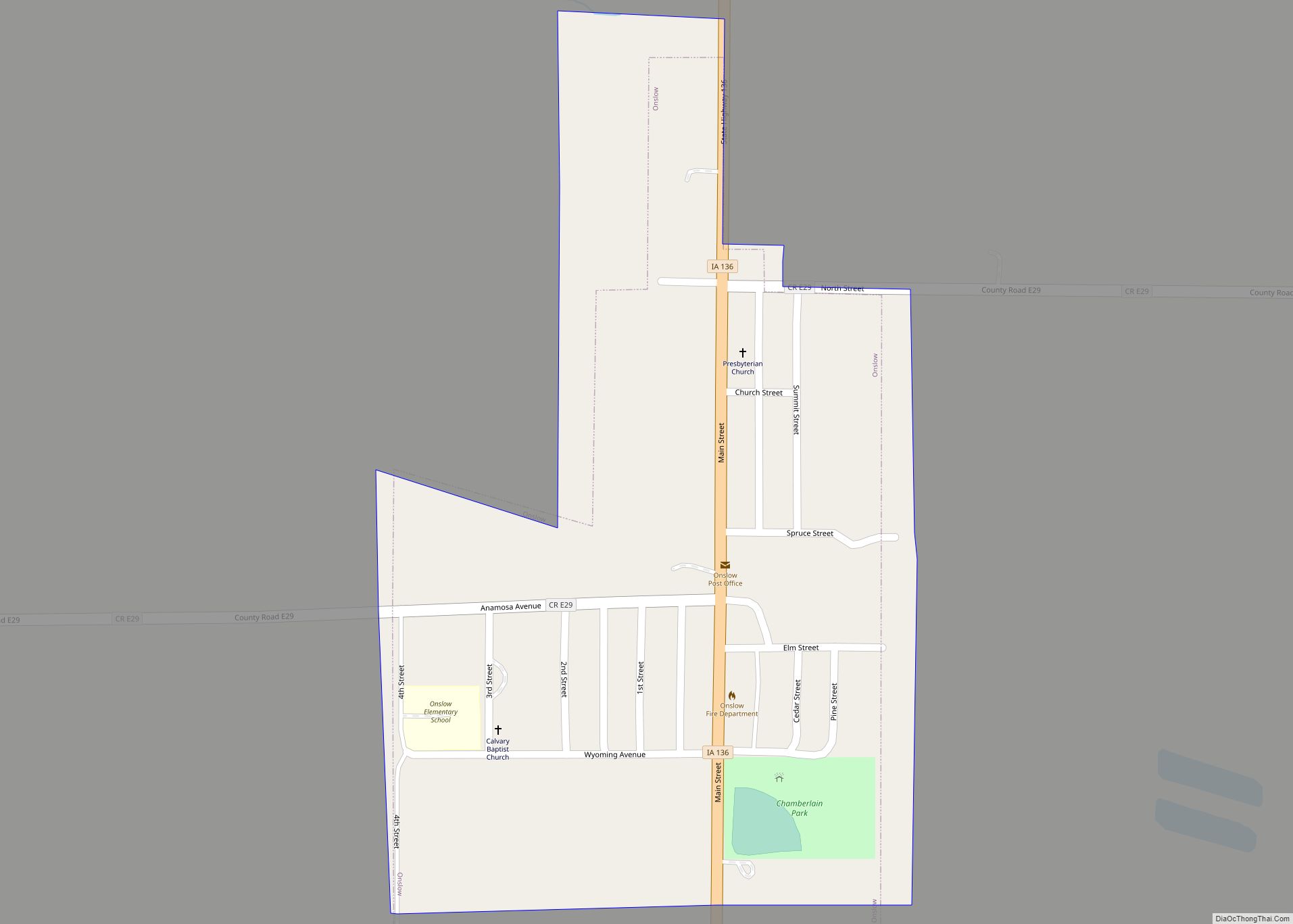 Map of Onslow city
