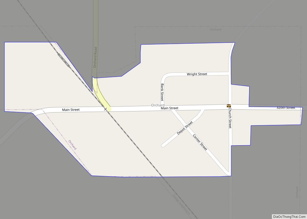 Map of Orchard city, Iowa