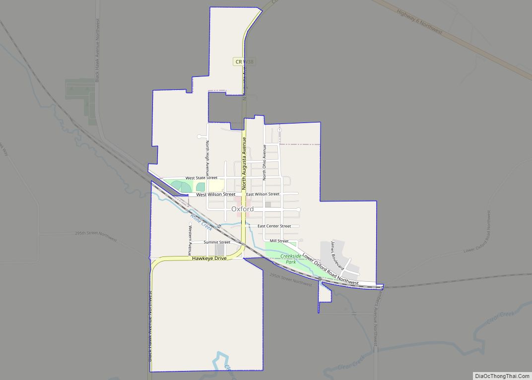 Map of Oxford city, Iowa