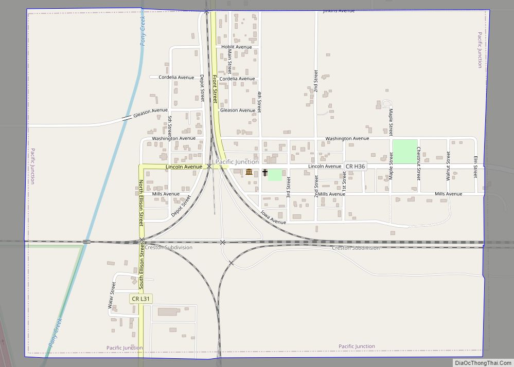 Map of Pacific Junction city