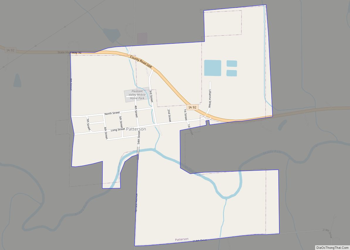 Map of Patterson city, Iowa