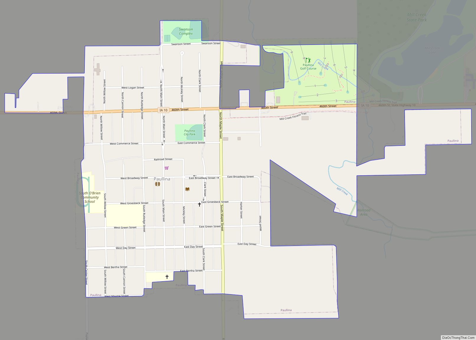 Map of Paullina city