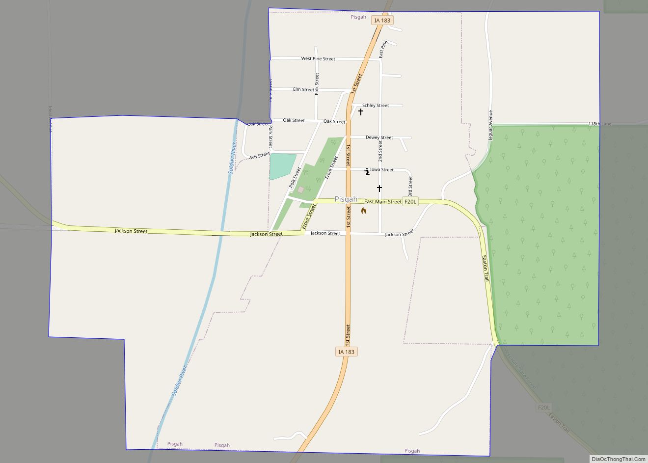 Map of Pisgah city, Iowa