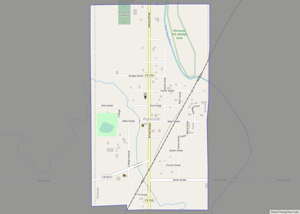Map of Plymouth city, Iowa