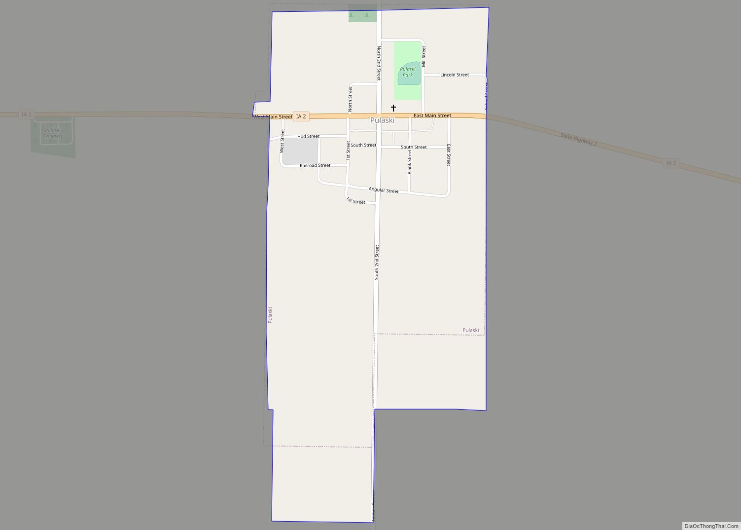 Map of Pulaski city, Iowa