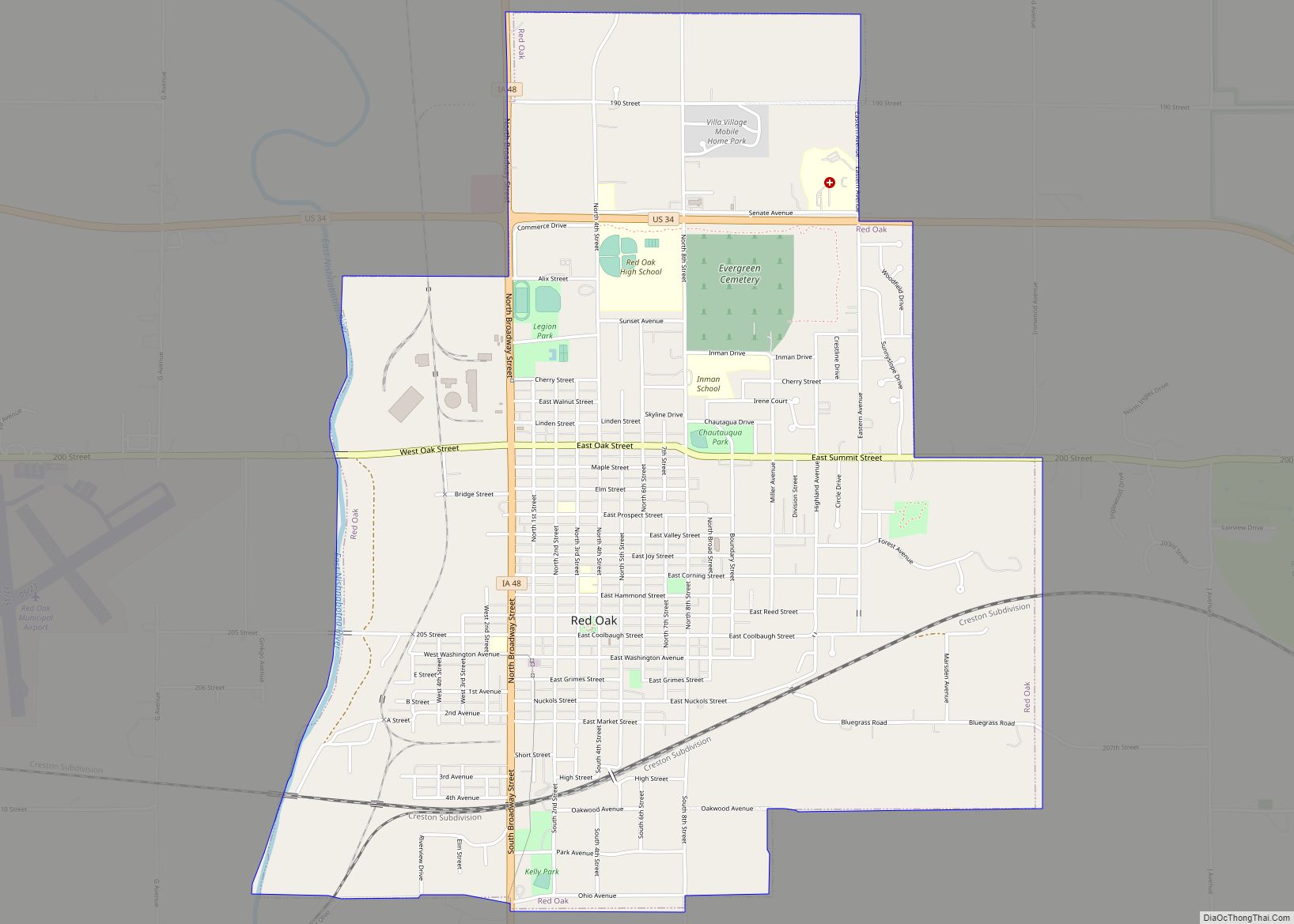 Map of Red Oak city