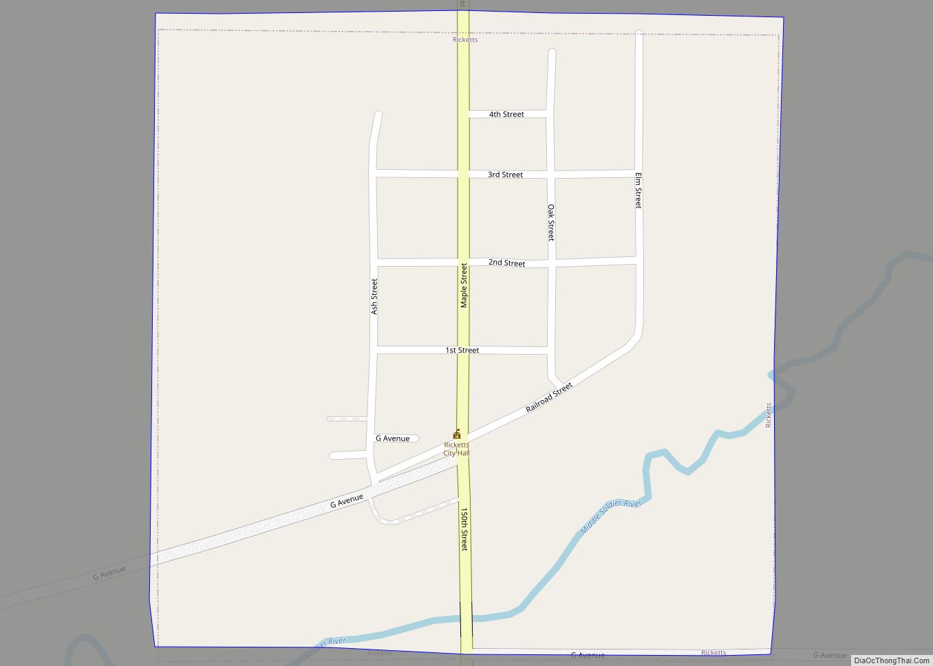 Map of Ricketts city