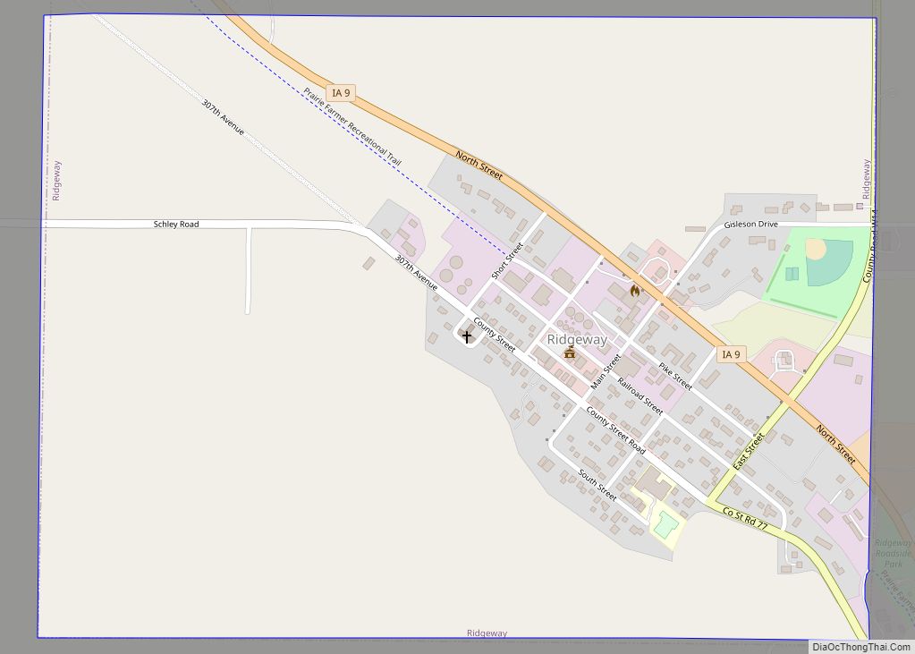 Map of Ridgeway city, Iowa