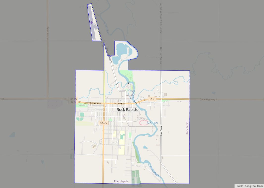 Map of Rock Rapids city