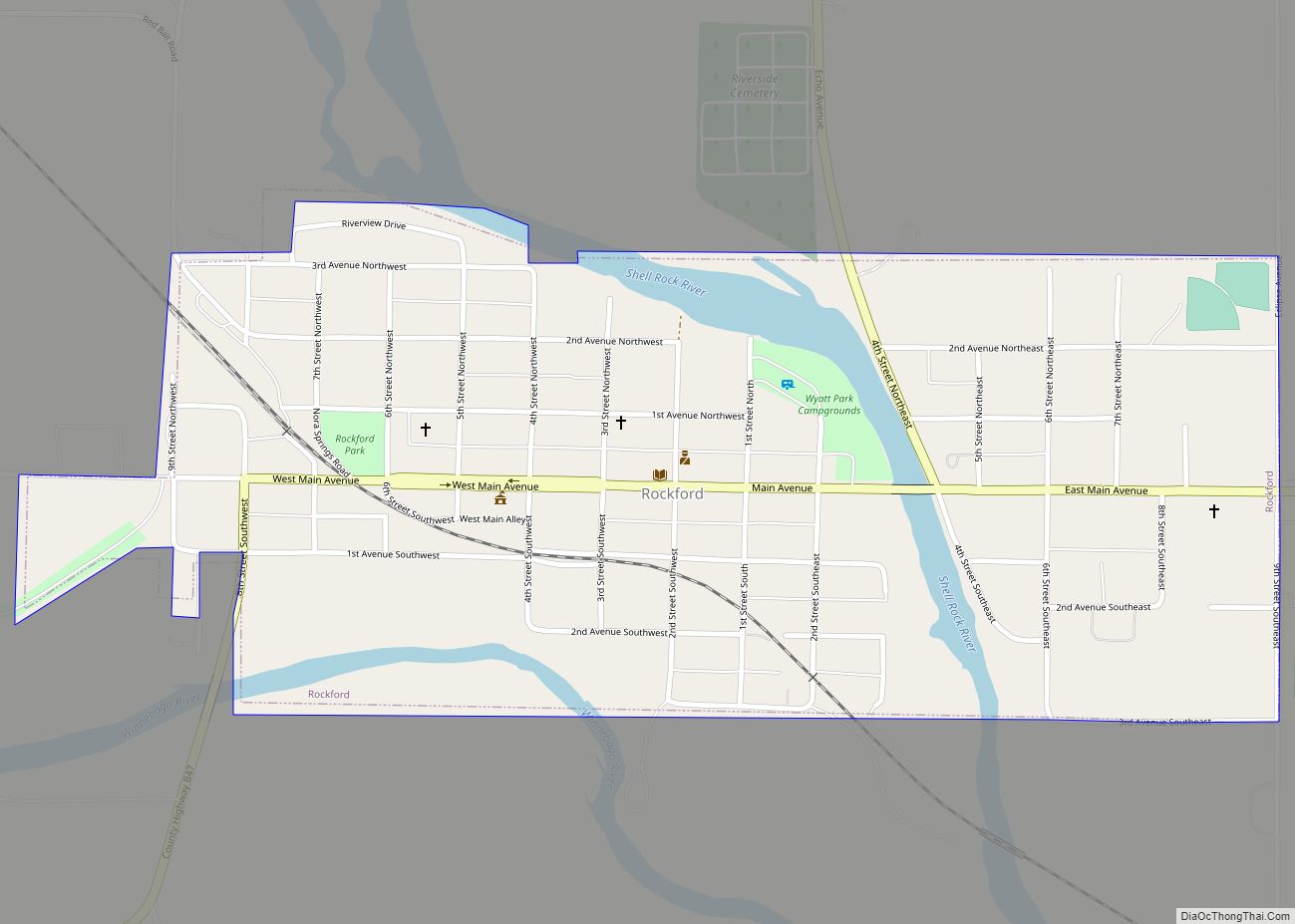 Map of Rockford city, Iowa