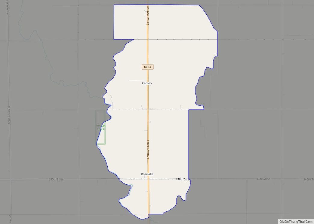 Map of Roseville CDP, Iowa