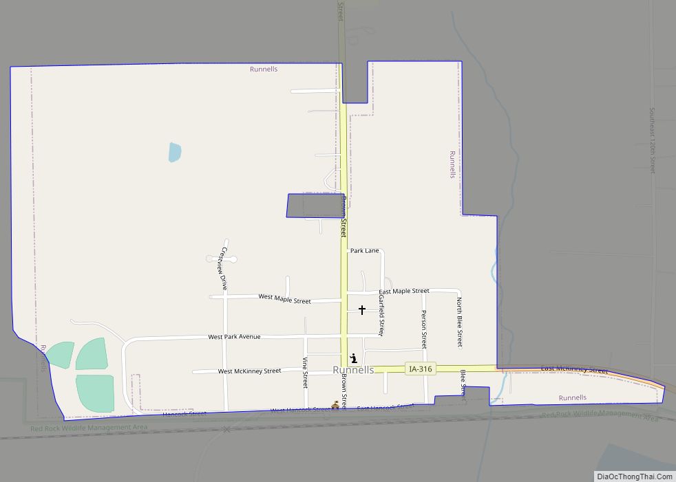 Map of Runnells city