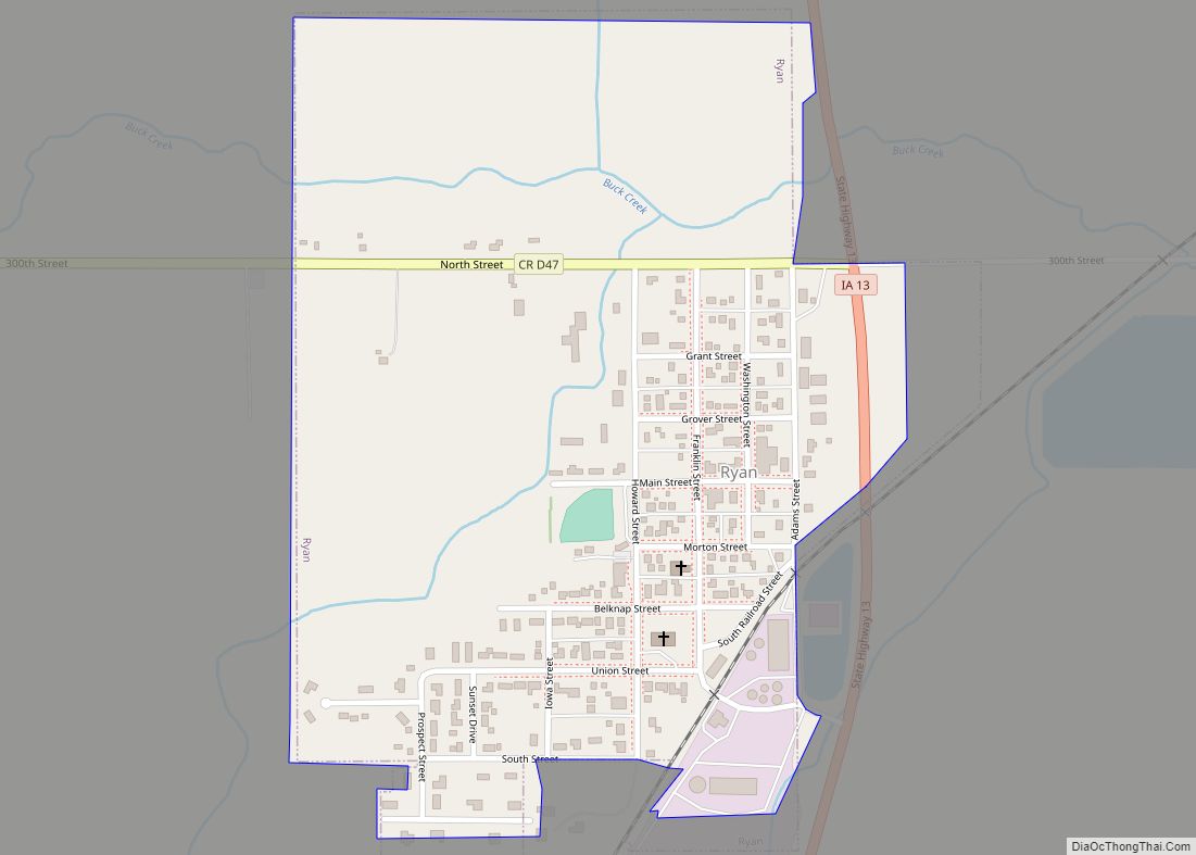 Map of Ryan city