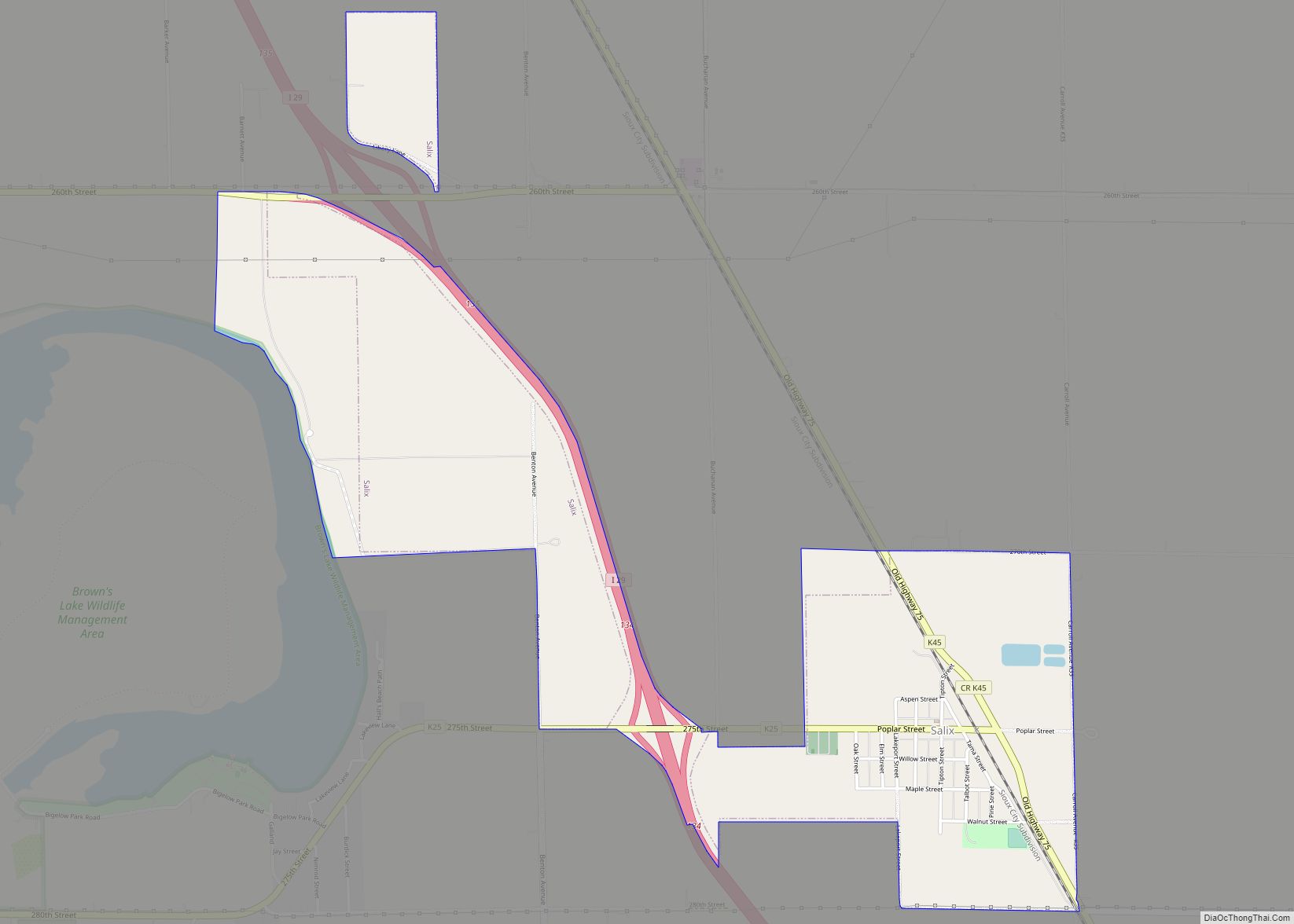 Map of Salix city