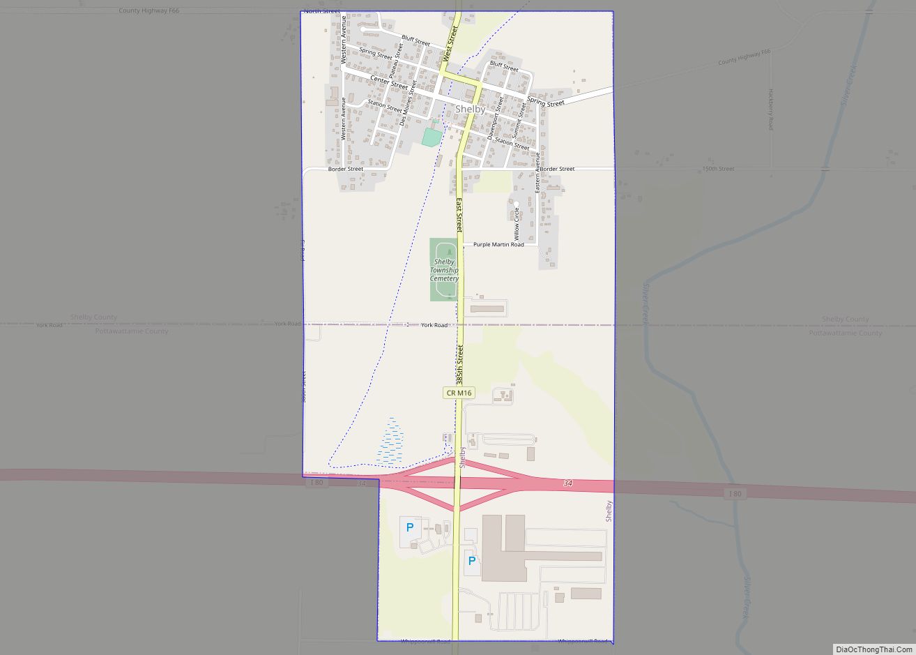 Map of Shelby city, Iowa