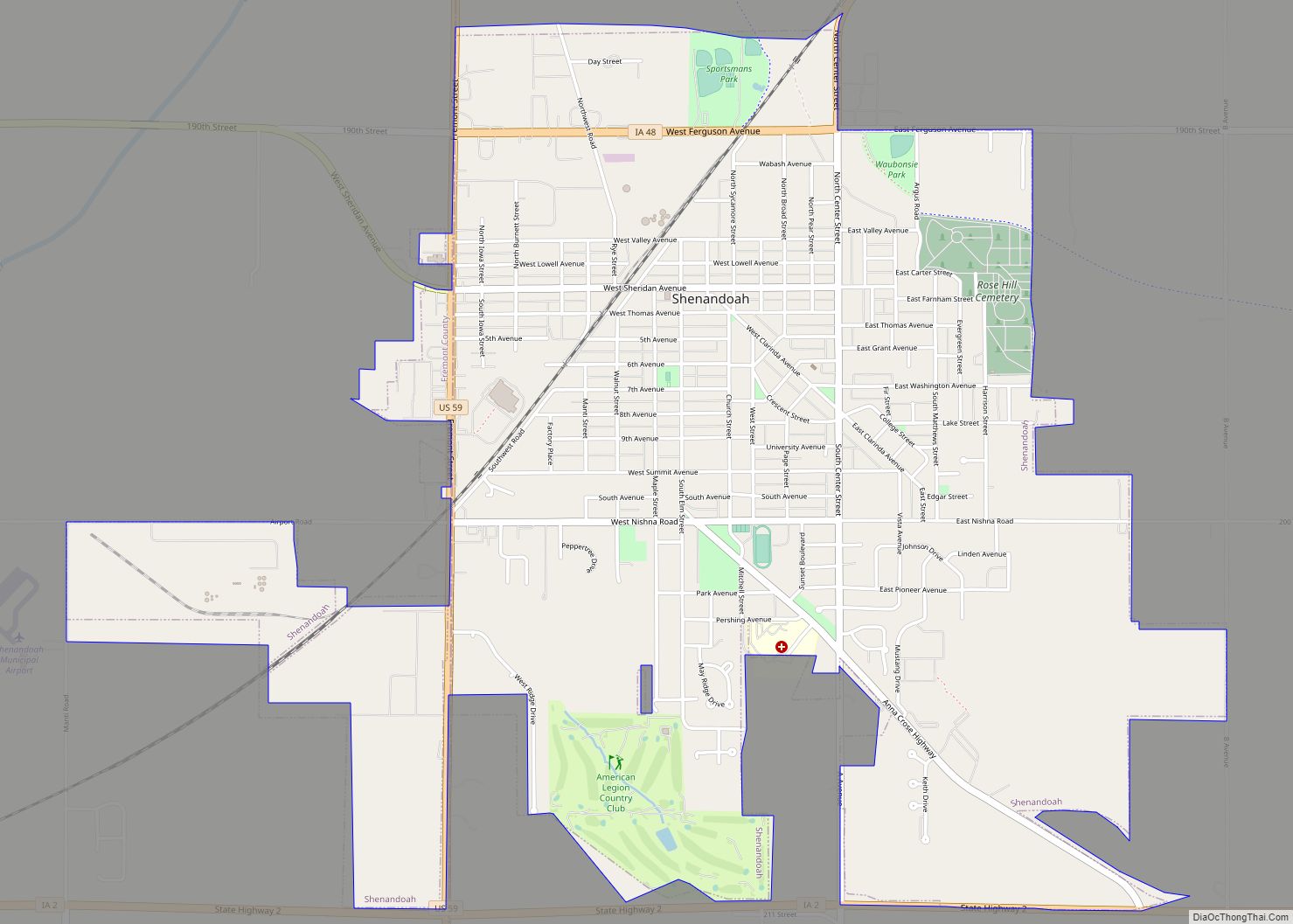 Map of Shenandoah city