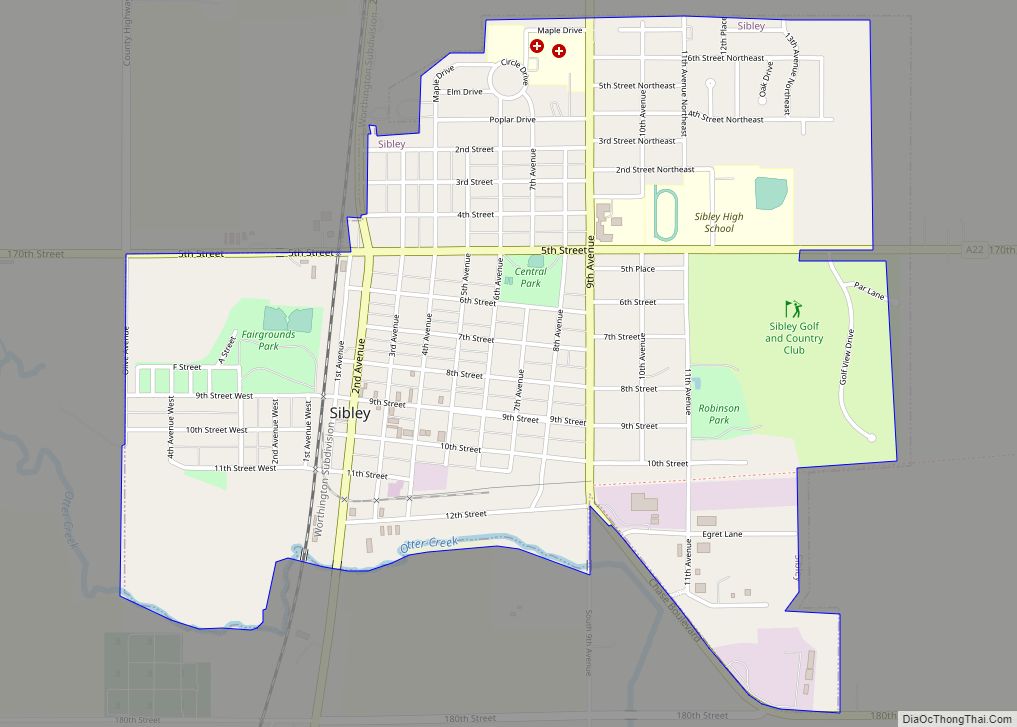 Map of Sibley city