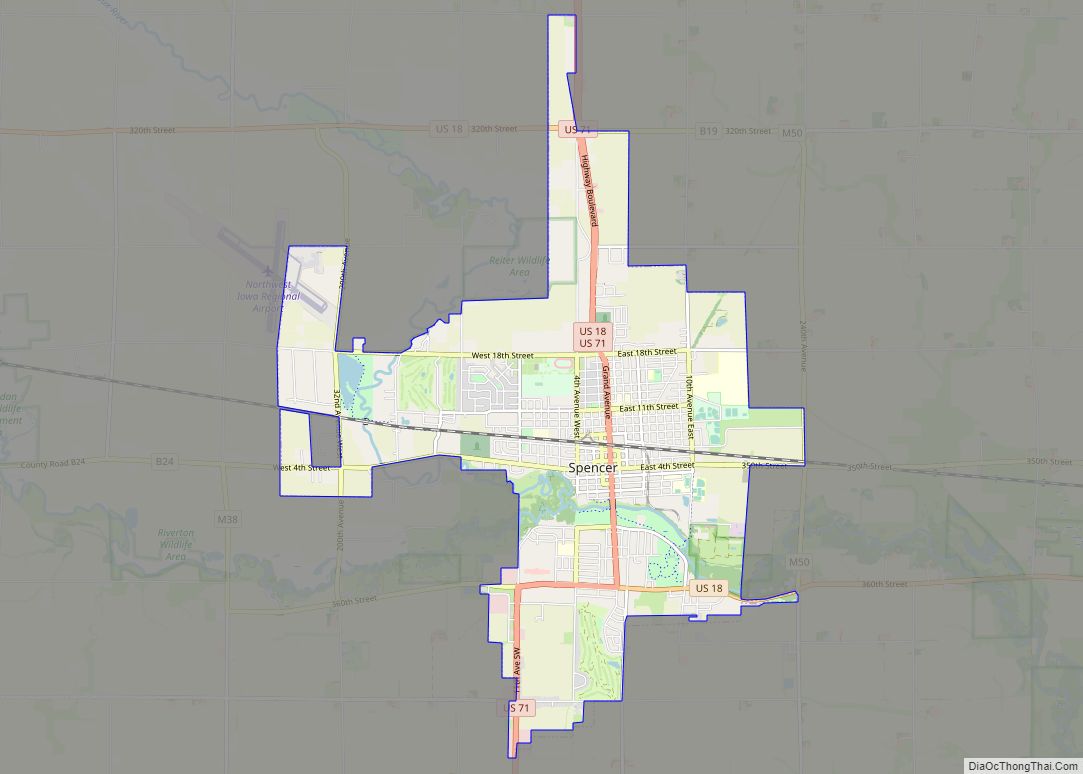 Map of Spencer city