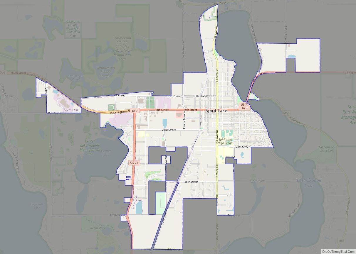 Map of Spirit Lake city