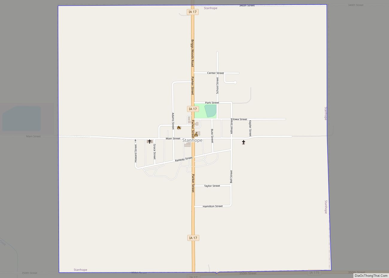 Map of Stanhope city