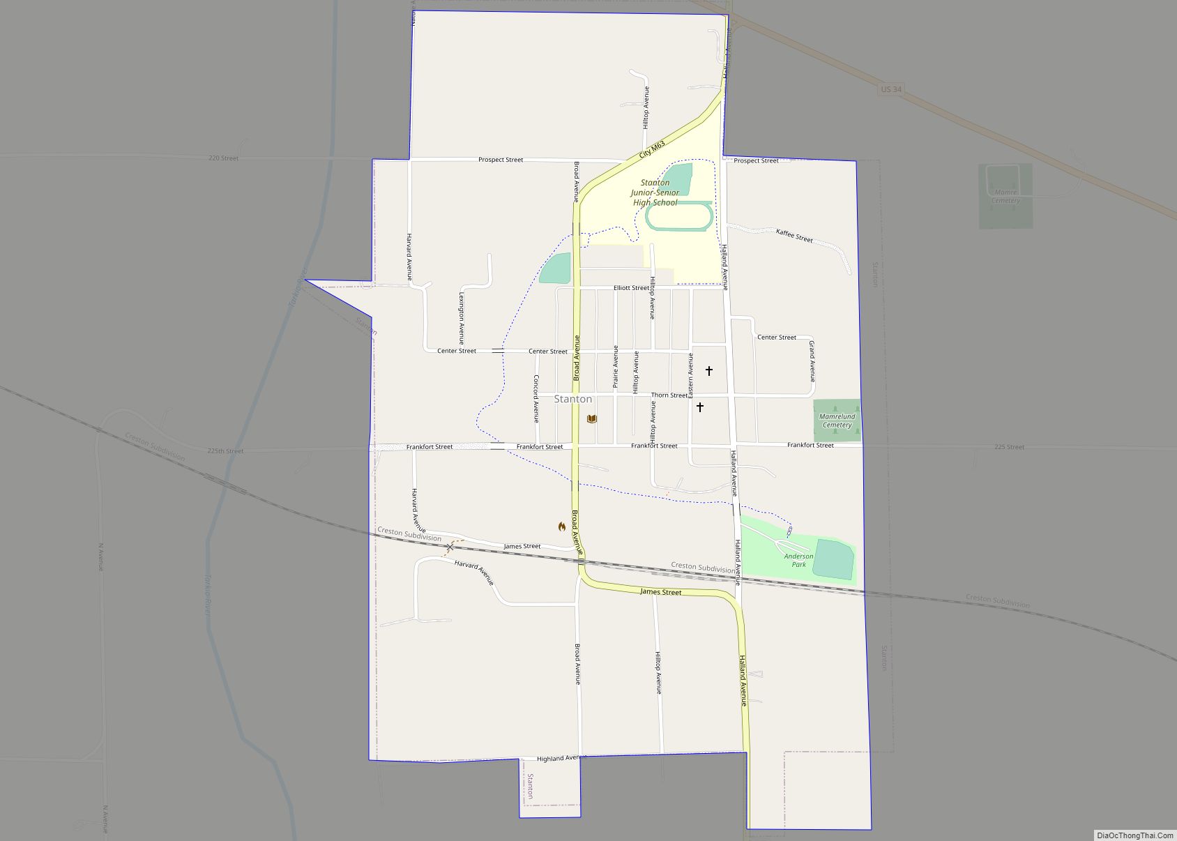 Map of Stanton city, Iowa