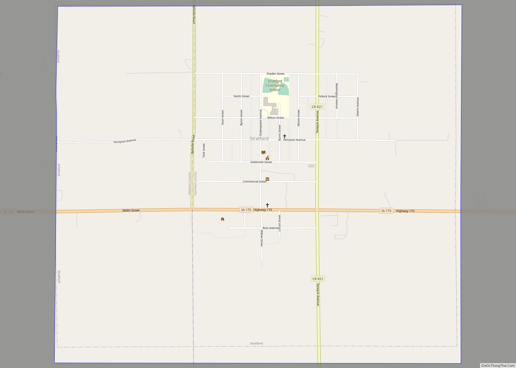 Map of Stratford city, Iowa