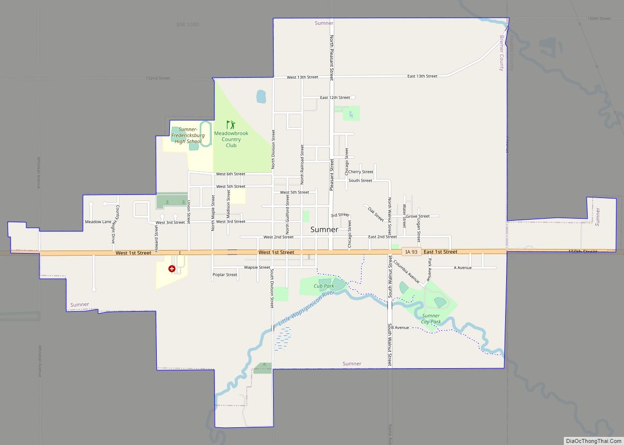 Map of Sumner city, Iowa