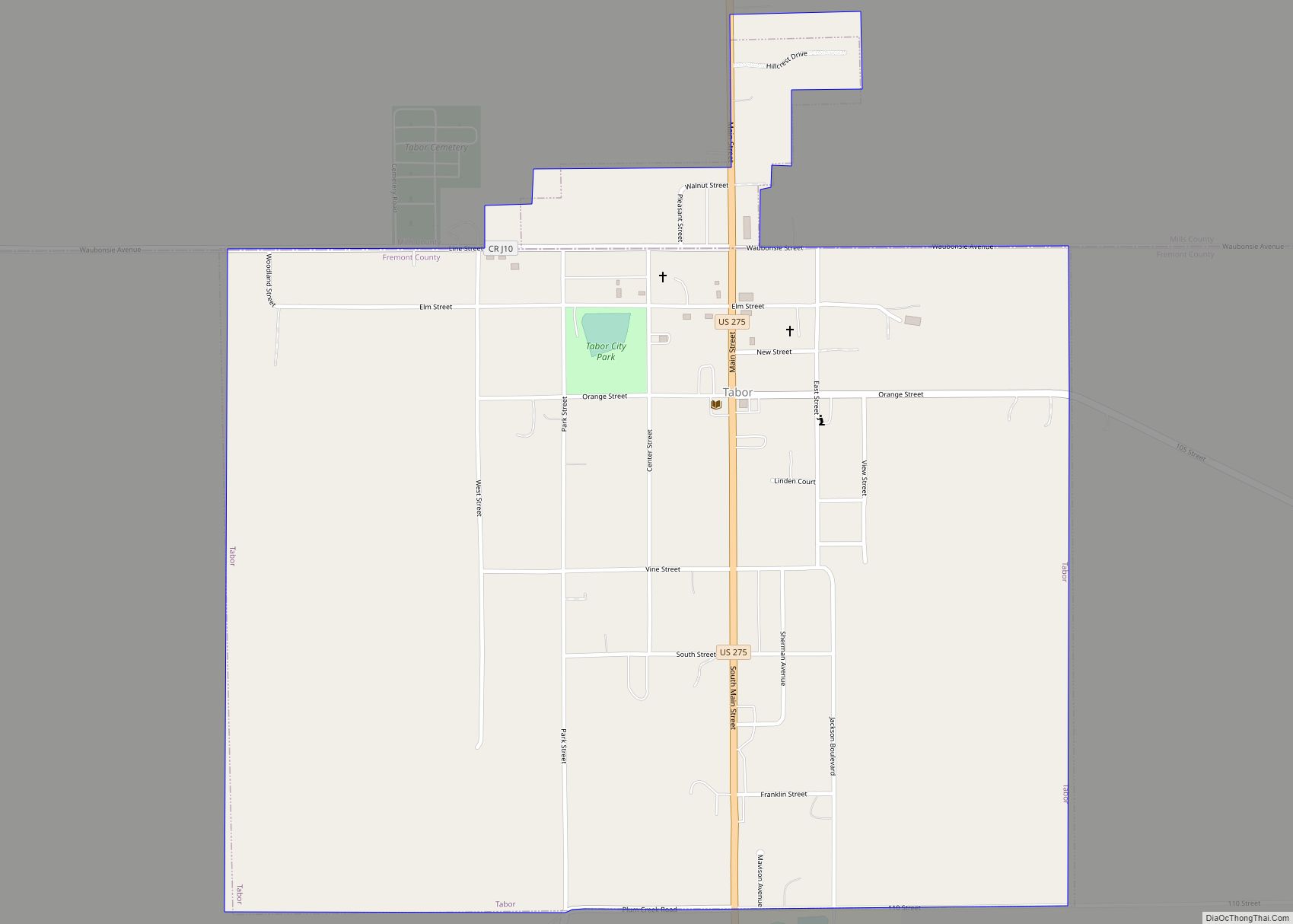 Map of Tabor city