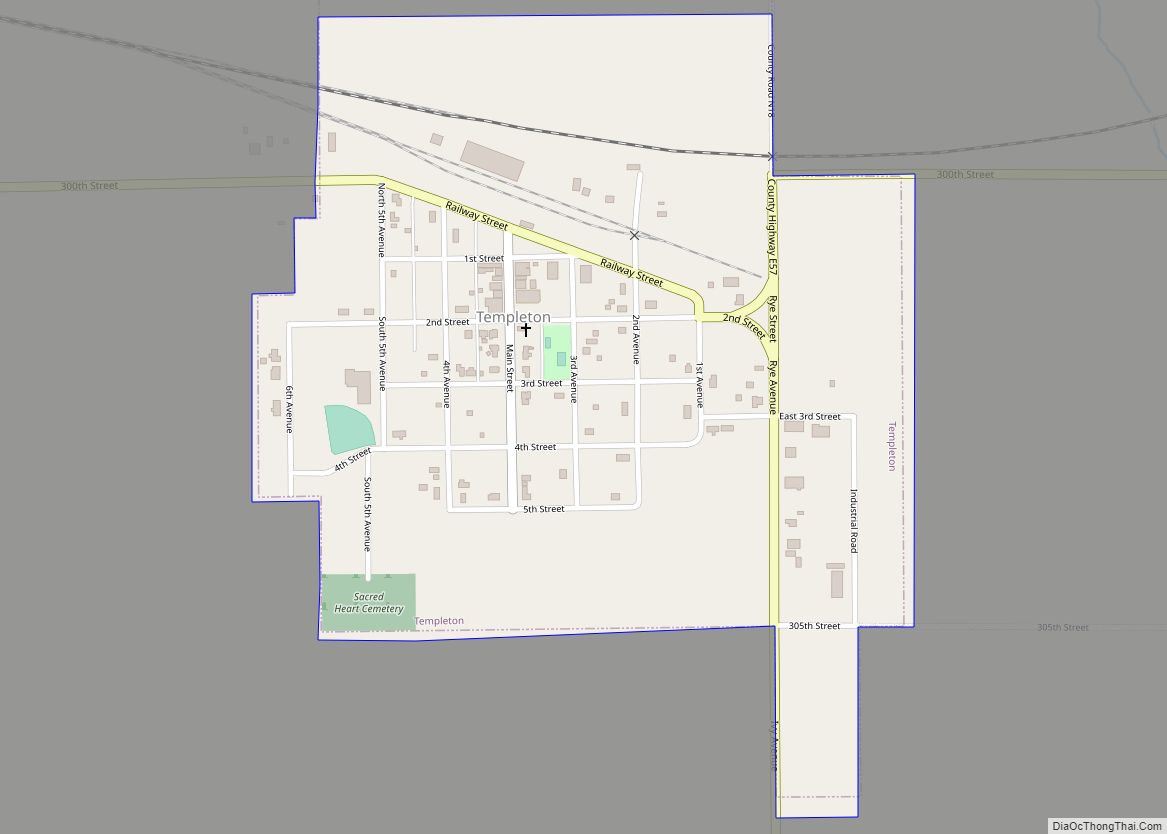 Map of Templeton city, Iowa
