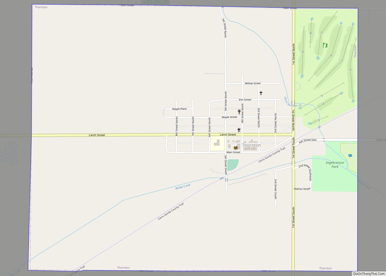 Map of Thornton city, Iowa