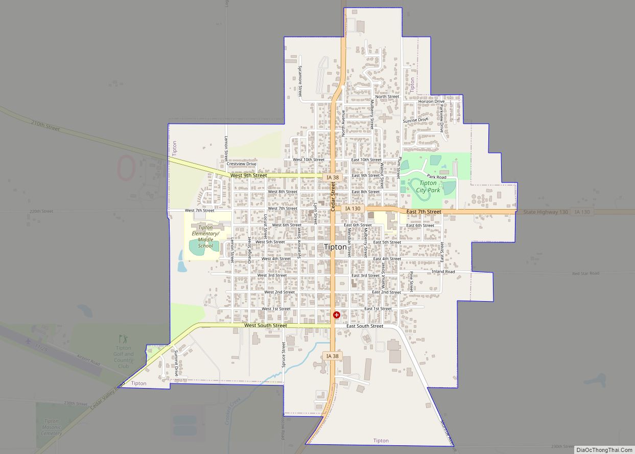 Map of Tipton city, Iowa