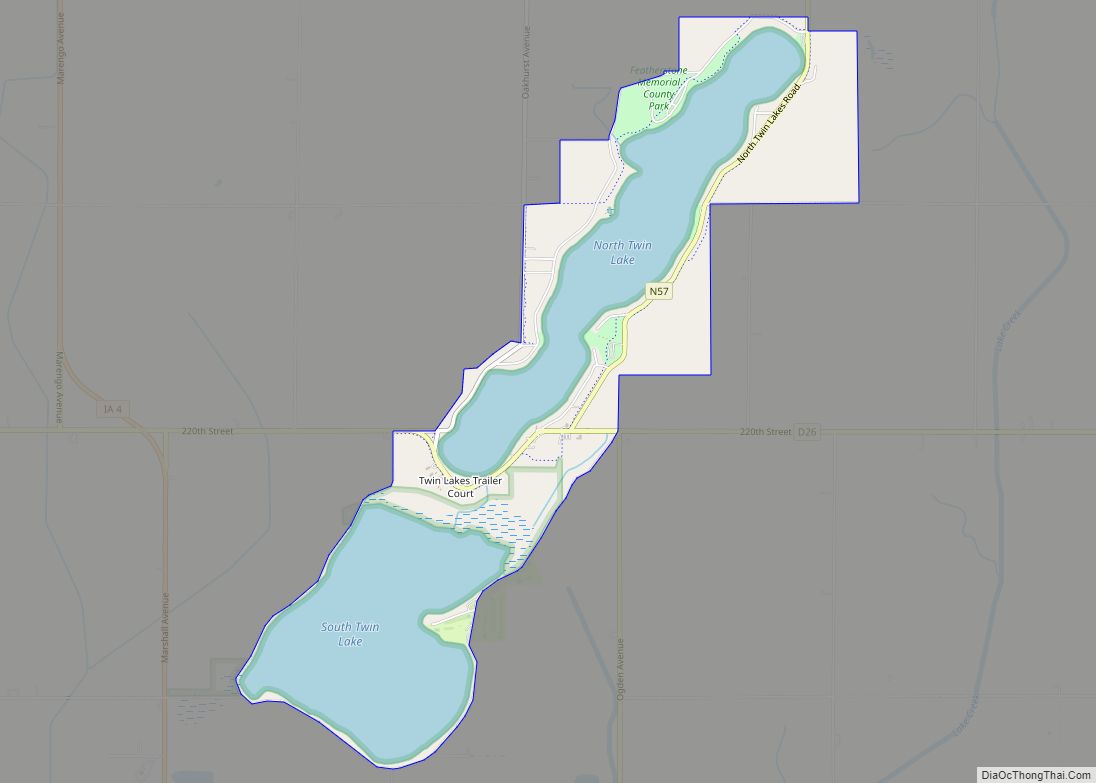 Map of Twin Lakes CDP, Iowa