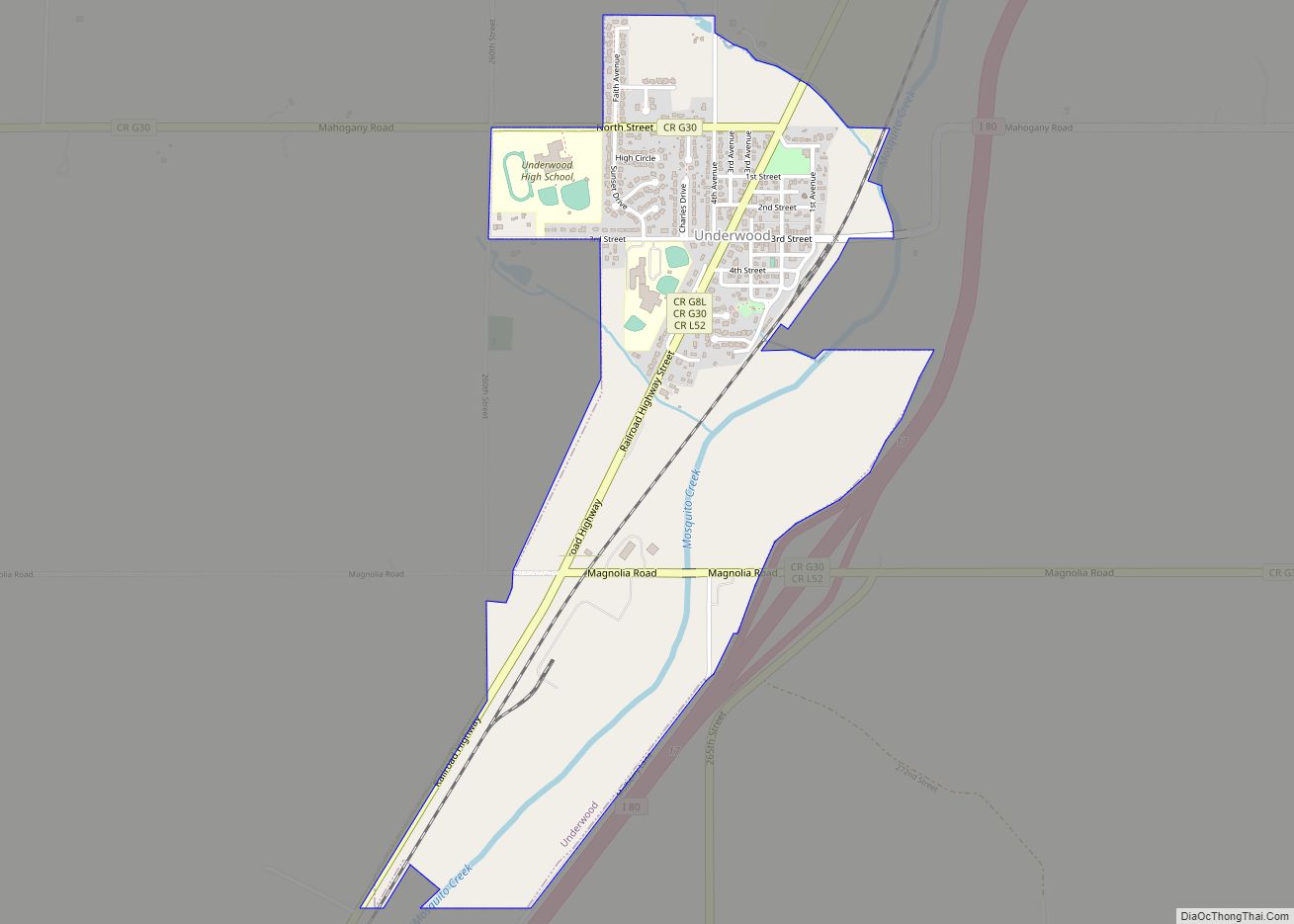 Map of Underwood city