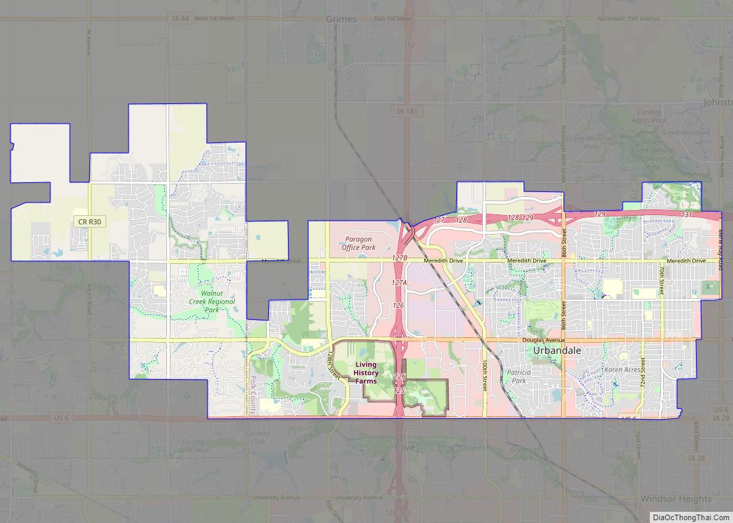 Map of Urbandale city