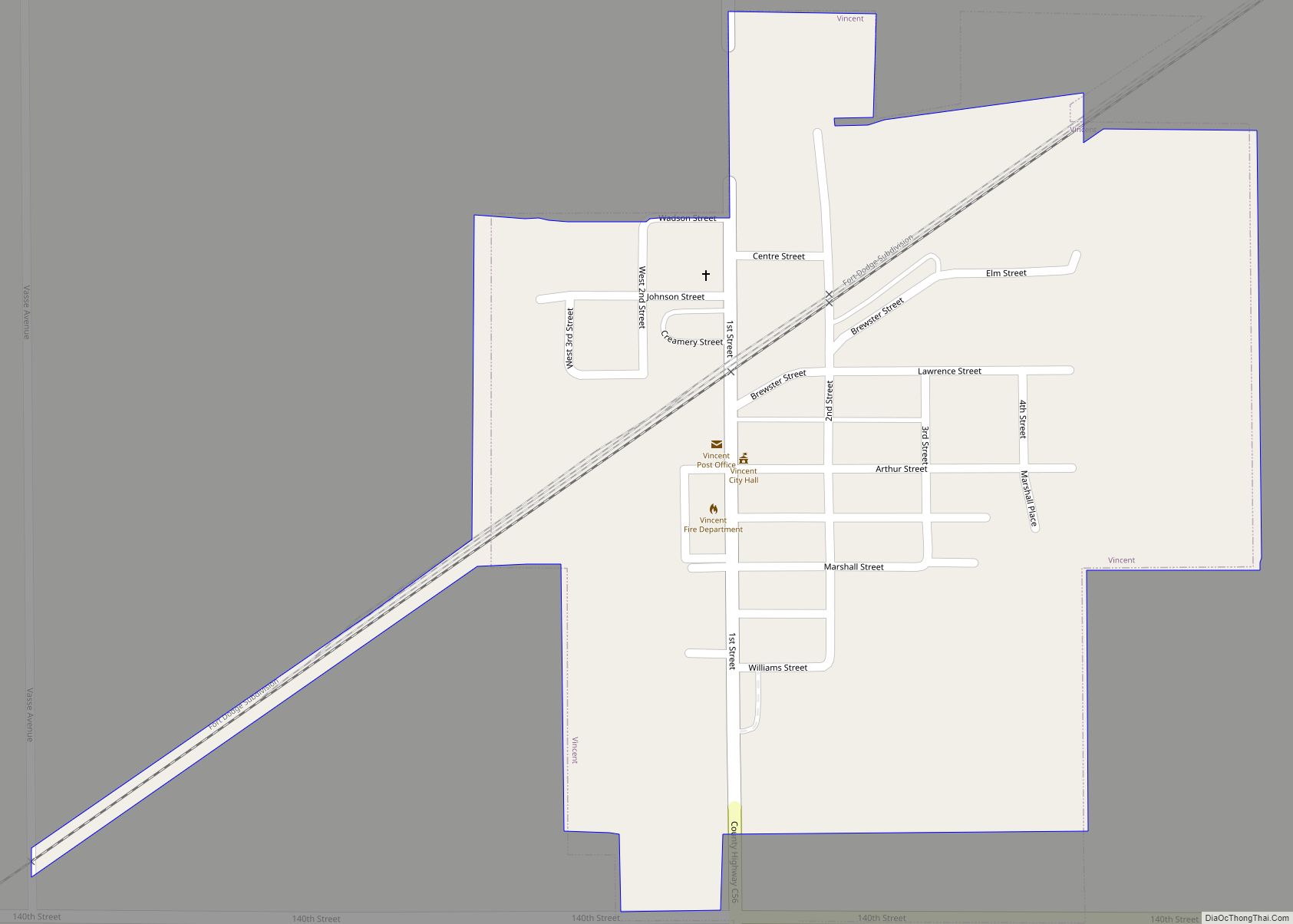 Map of Vincent city, Iowa