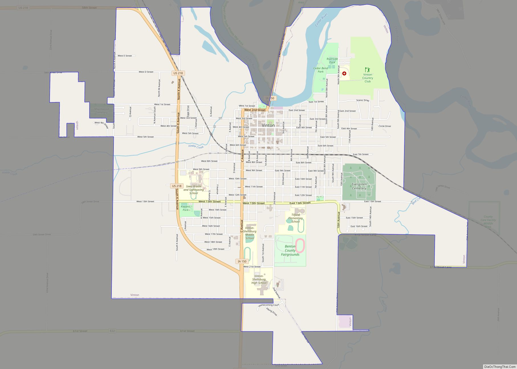 Map of Vinton city