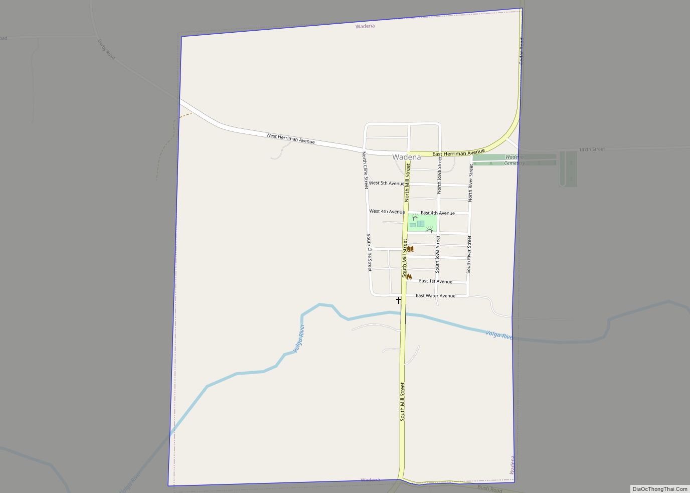 Map of Wadena city, Iowa