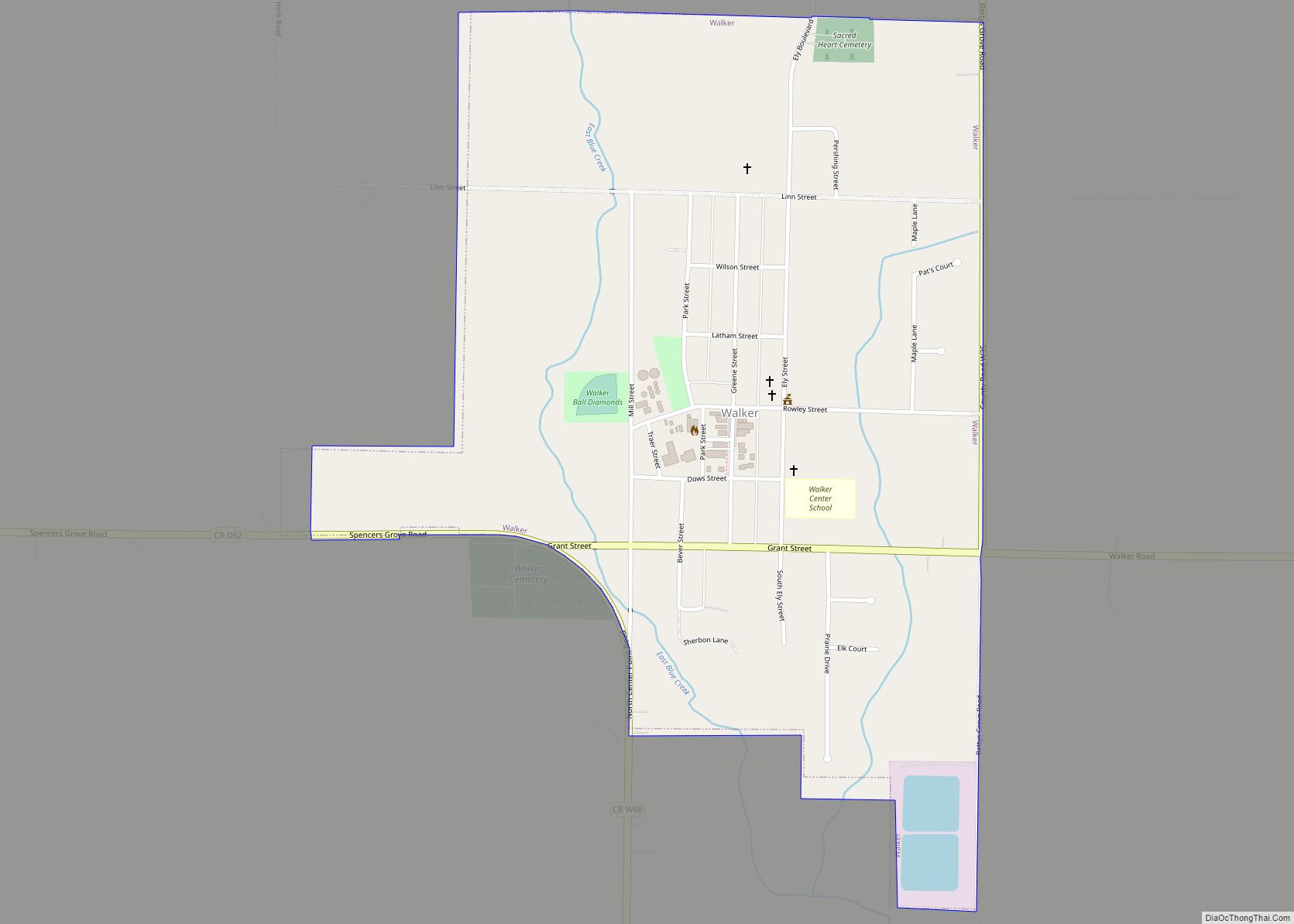 Map of Walker city, Iowa